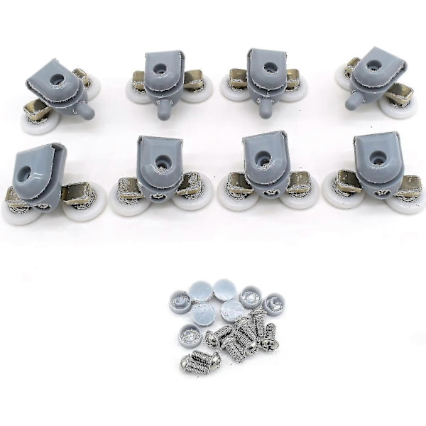 Badrumsreservdelar - 8-pack Dubbla Duschdörrsrullar (23mm Diameter)