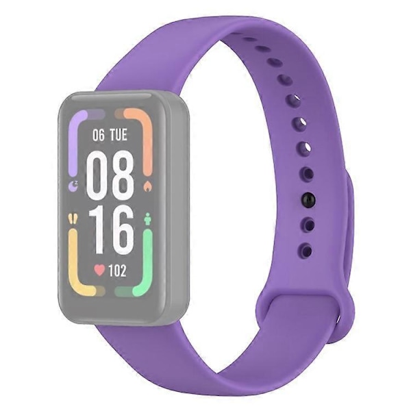 Yhteensopiva Xiaomi Redmi Smart Band Pro -älykellon kanssa, yksivärinen pehmeä silikoninen ranneke, säädettävä Purple