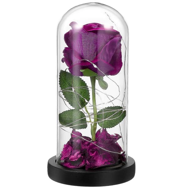 Simuleringsrosepynt Kunstig blomst med LED-lys Syntetisk materiale Diameter 11 cm Base 1 stk