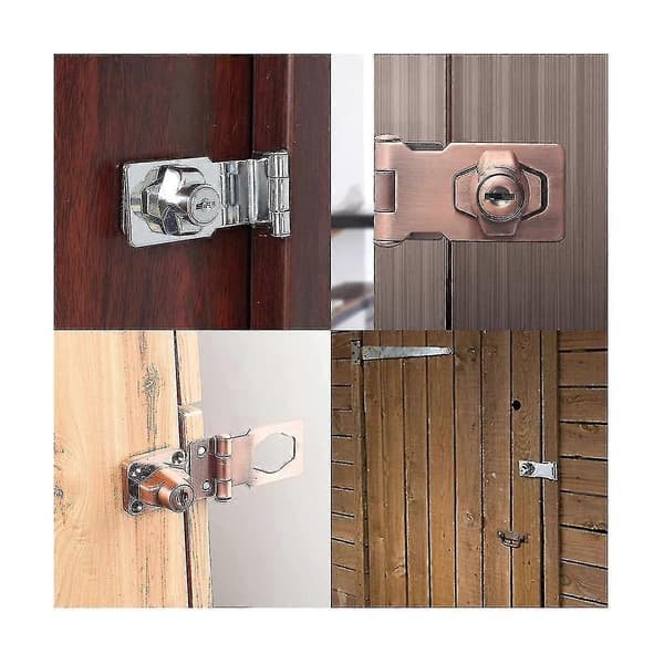 4 st Låsbara Haspar 2,5 Tum Vridknapp Låsbar Hasp, Säkerhetshaspar i Metall med Nyckel