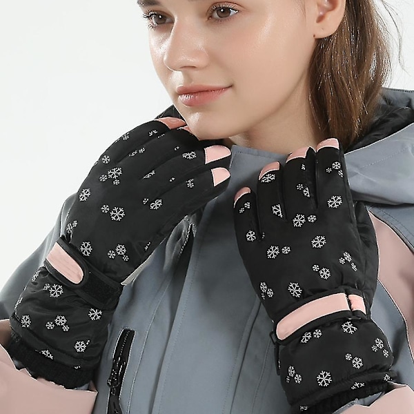 Lumihanskat Vedenpitävät Talvi Ski Gloves Lämpimät neutraalit käsineet Elegant Black (Snowflake) SK22