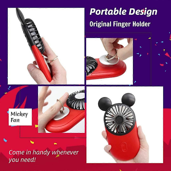 Söpö henkilökohtainen minituuletin, kädessä pidettävä ja kannettava USB-ladattava tuuletin kauniilla LED-valolla, 3 säädettävää nopeutta, kannettava pidike, täydellinen sisä- tai ulkokäyttöön