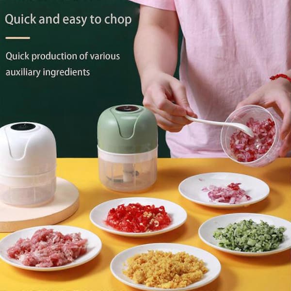 Hvidløgshakker Bærbar Foodprocessor, Trådløs Madhakker Kødhakker (blå)