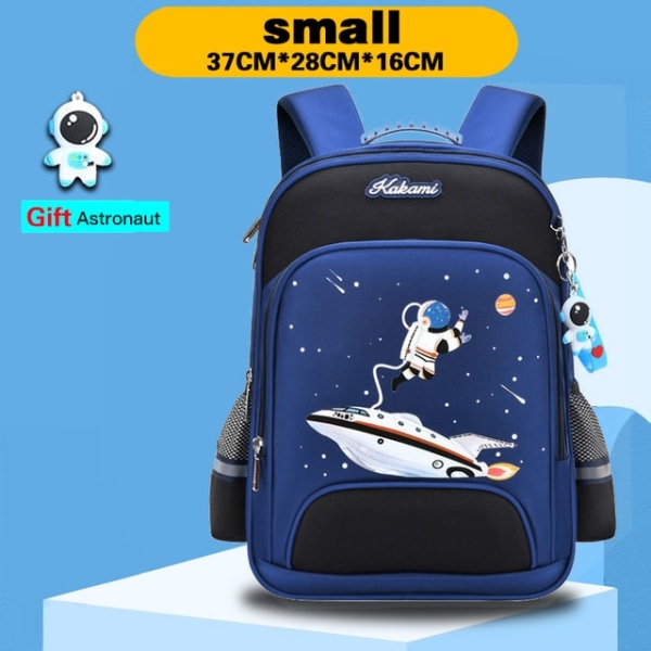 Ny 3D børne rygsæk anti-tabt astronaut skoletaske Small Blue