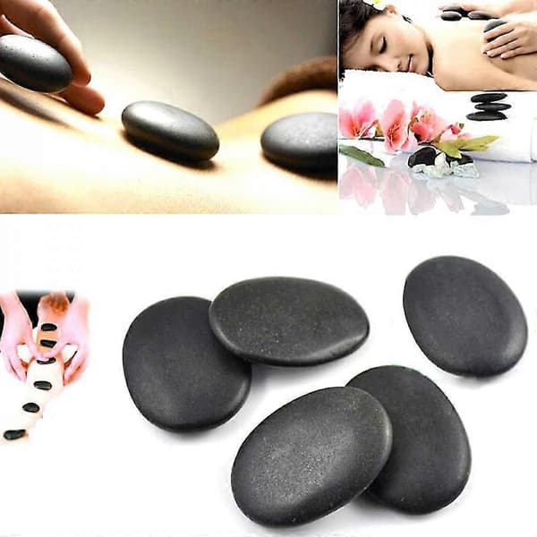 7 stk./sæt Hot Stone Massage Nyttige Basaltsten 3*4cm Størrelse Sort SYG