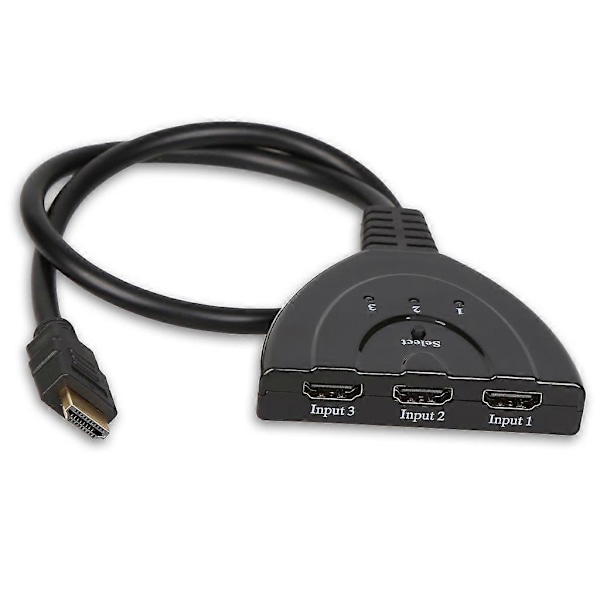 4K@60Hz HDMI Switch 3 Portar, 4K HDMI Switcher Splitter Box 3 in 1 Out, 3x1 HDM Switch Selector med Pigtail-kabel, Stöd för 3D, HDCP 2.2, HDR 10, Monit