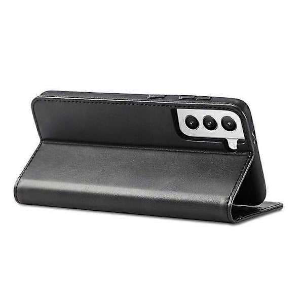 Kompatibelt för Samsung Galaxy S21+ 5G Stöttåligt Telefonfodral Ställ Kalvtextur Flip Telefonfodral Korthållare Black