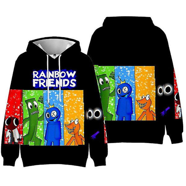 Rainbow Friends Printed Barn Pojke Flickor Luvtröja Dragsko Hood Pullover Sweatshirts Casual Lös TopBästa presenten till jul style 2 11-12 Years