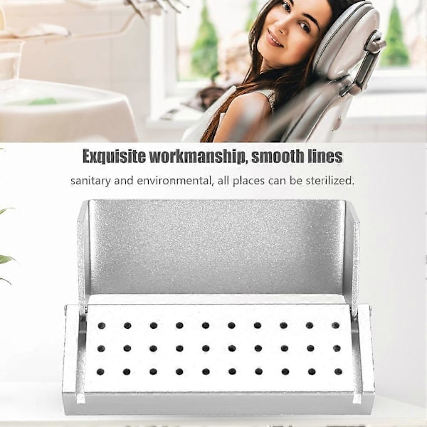Aluminiums Desinfektionsboks Etui Dental Bor Borblok Holder Autoklaverbar Tandlægeværktøj Sølv