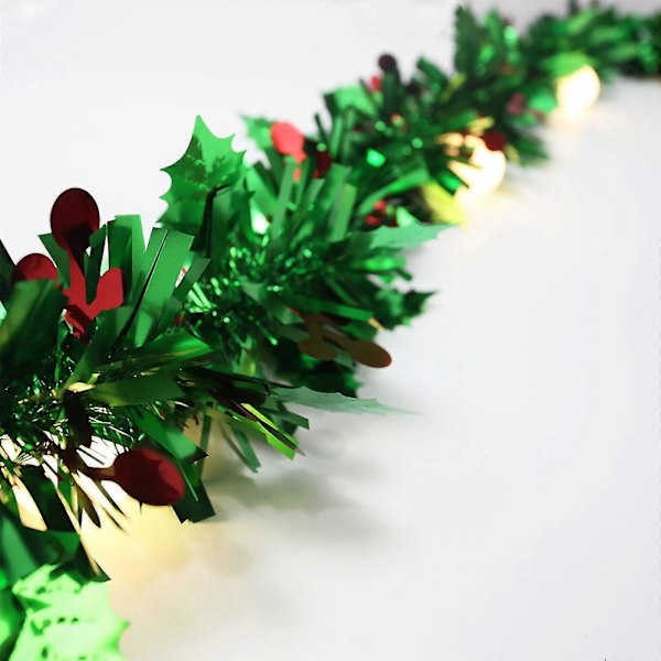 Juldekorationer Julscen Dekorationsmaterial Färgade Remmar 2m Röda Bär Dubbla Blad Ornament Toppar Q