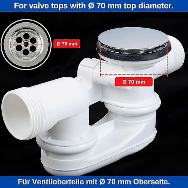 Badekarpropp, 70 mm, med dobbel tetning, høydejusterbar, universell