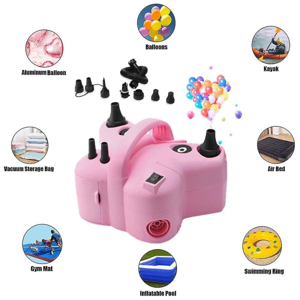 Högspänningsdubbelhål AC Bärbar elektrisk ballongpump Us-plugg Eu-plug 110v/220v ballongluftpumpuppblåsare för festbröllop 110V-120V US Plug2