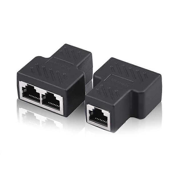 2 Port RJ45 Splitter Adapter LAN Nettverk Ethernet Kabel Plugg 1X