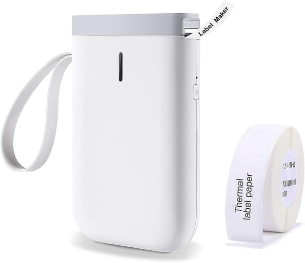 Bærbar printer, klistermærke, Bluetooth, hvid