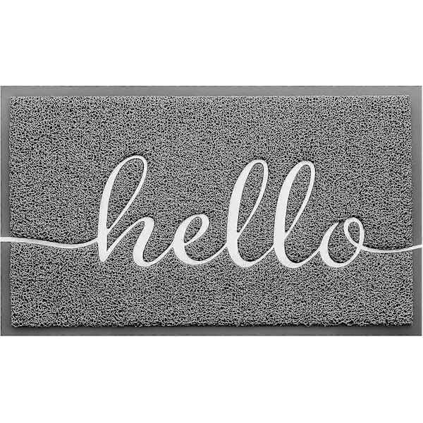 Kestävät ovimatot \"Hello\"-matot ulko- ja sisäkäyttöön, liukumattomat ovimatot sisäänkäynteihin, matalat lattiamatot patioille, autotalleihin (76,2 cm x 44,5 cm, harmaa)