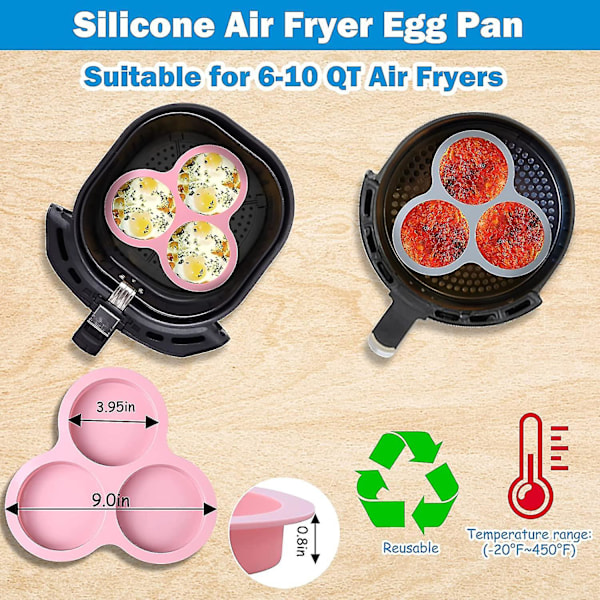 2 st Silikonformar för Ägg i Air Fryer, för Äggbitar, Muffins, Frukostmackor, Hamburgerbröd, Non-stick
