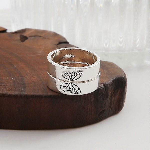 Trendikkäät Punk-sormukset Alloy Butterfly Stacking Ring Opiskelijoille Teineille Siskolle 2 kpl