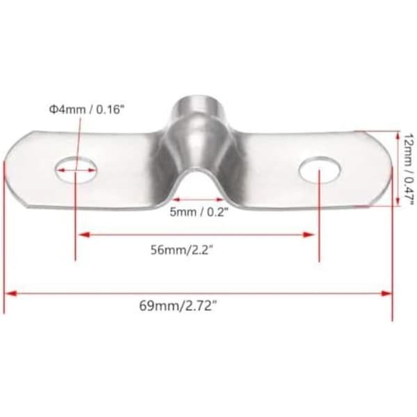 Sæt med 16 stive 5 mm rørstropper med 2 huller i rustfrit stål, robuste spændebånd til rørfastgørelse, elektriker.