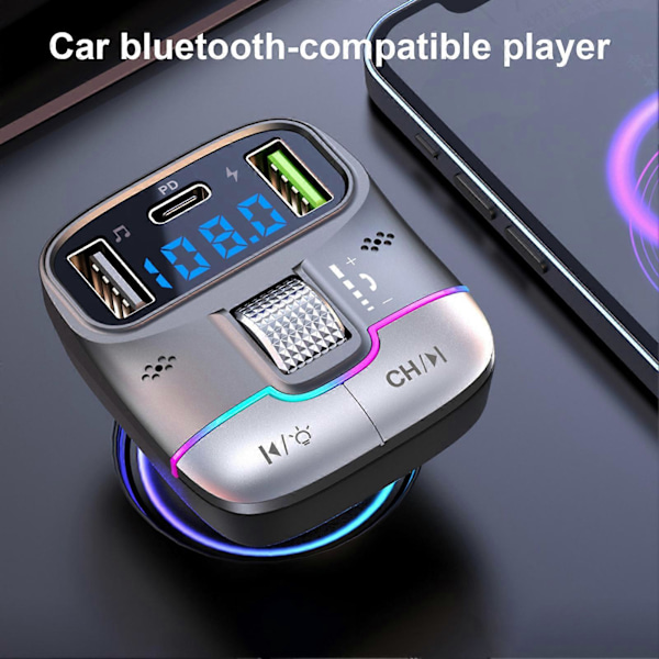 Bluetooth-kompatibel biloplader med dobbelte porte, håndfri opkald, stabil forbindelse, universel biladapter, trådløs FM-radio MP3-afspiller