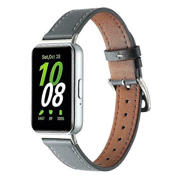 Kompatibel med Samsung Galaxy Fit3 Ægte Læder Urrem Udskiftning Grey