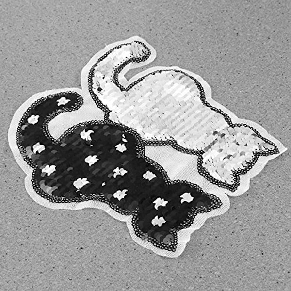 Ultnice Kat Vendbar Farveskiftende Paljetter Syning i Patches (Sort)