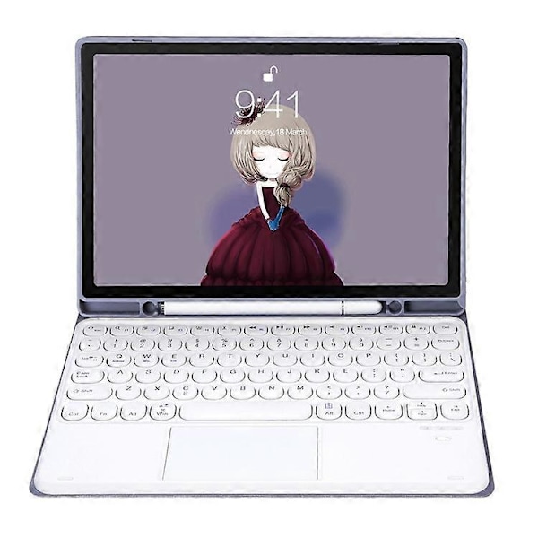 YT098B-A Yhteensopiva iPad Air (2020) / (2022) Pyöreät näppäimet Langaton Bluetooth-näppäimistö kosketuslevyllä, ihoa myötäilevä iskunkestävä jalusta Purple