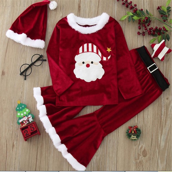 Jul Pojkar Flickor Jultomten Cosplay kostymer Santa Claus 5-6Y