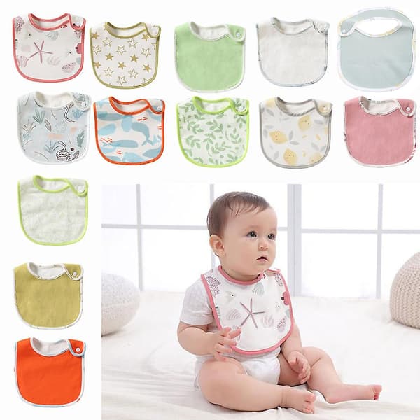 Boho Baby Unisex Bomulls Haklappar Med Bomull För Äta Blommor Tryck