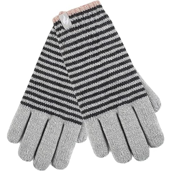 Söta randiga Fairisle thermal fleecefodrade thermal för kvinnor Grey (Oslo) M-L