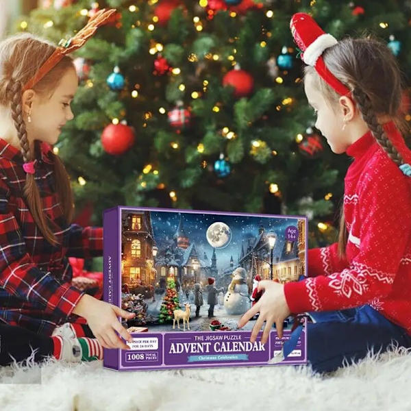 24 delar 1008 bitar Adventskalender 2023 Pussel Problemlösning Färdighetsspel Hand Eye Coordination Pusselmysterium Christmas community