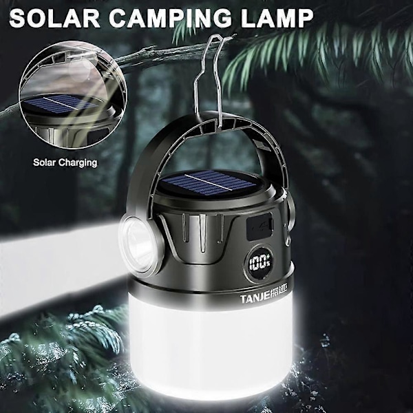 Ladattava LED-valaisin retkeilyvalaisin ulkokäyttöön aurinkokennolamppu telttalamppu