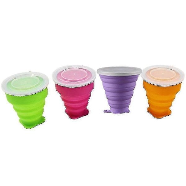 Silikon Hopfällbar Resmugg - Silikon Vikbar Campingmugg Med Lock - Expanderbar Drickmuggsset - Portabel, Graderad
