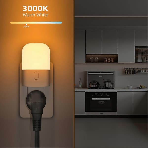 2-pack Plug-in Nattlampor, Varmvitt LED Nattljus med Smart Sensor för Sovrum Badrum Hall Trappor Kök