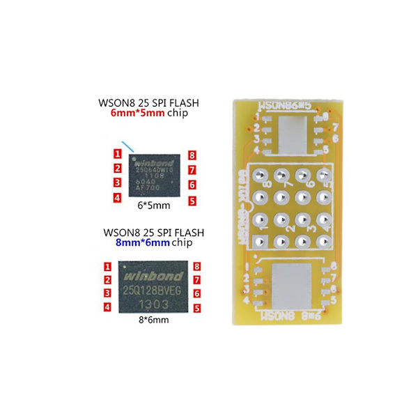 1 stk 2 WSON8 til DIP8 Programmer Adapterkort QFN8/DFN8 til DIP8 & WSON8/MLF8 til D