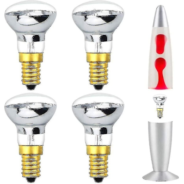 Lava Lampe Pære 25w E14 R39 Varmt Hvid Varmt Hvid Reflektor Pære Ses Lille Skrue Edison Glødepære (pakke Med 4) [energi Klasse C]-bebett