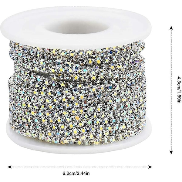 Strass-ketju strassikynsillä, 10 m 2,8 mm kristalli strassitimanttiketju