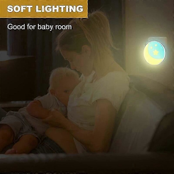 Natlampe Stikkontakt Børn Med Skumringssensor, LED Natlampe, Automatisk Lysstyrkesensor, Stikkontakt Lys EU Stik - God