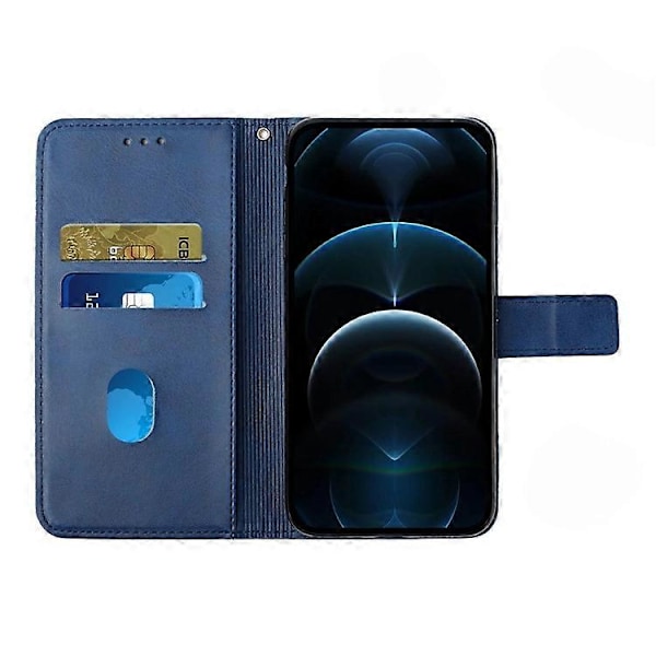 Läder Telefonskal Kompatibelt För Samsung Galaxy S23 FE, Plånboksställ Präglat Telefonfodral Blue