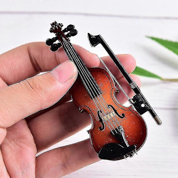 Mini Violin Miniature Musikinstrument Træmodel Med Støtte Og Etui_om