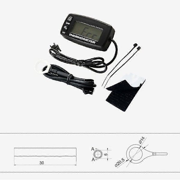 Digital LCD Motor Temperaturmåler Over-temperatur Alarm Med Sensor Rl-ts002 Til Motorcykel Dirtbike Atv Y