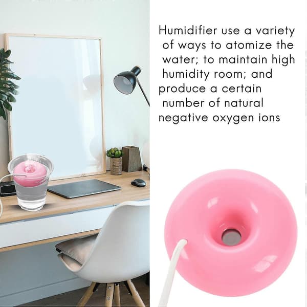Pink donut luftfugter usb kontor skrivebord mini luftfugter bærbar luftrenser Pink