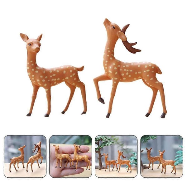 2 stk. Hjort Figur Mikrolandskap Dekor Dyrefigur Mini Hagepynt