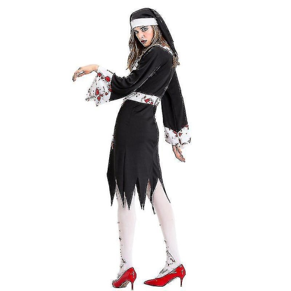 Snabb leverans Stained Nun Vampire Costume Game Uniform Halloween Costume XL