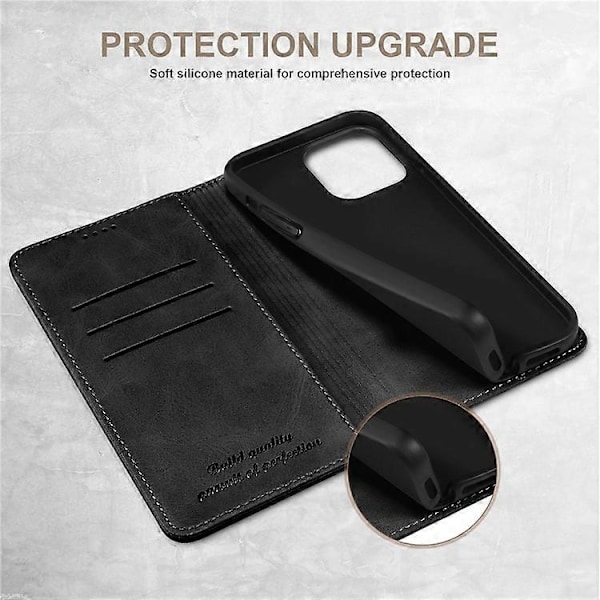 SUTENI Kompatibelt för iPhone 15 Pro Max Enkelt Läderfodral Plånboks Telefonfodral Black