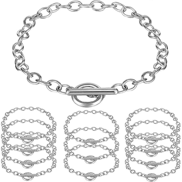 12 Stycken Kedjearmband Legering Metallpläterade Länkarmband Kedjor Med OT Toggle Lås För Män Kvinnor Charm Minimalistiska Smycken Armbandstillverkning