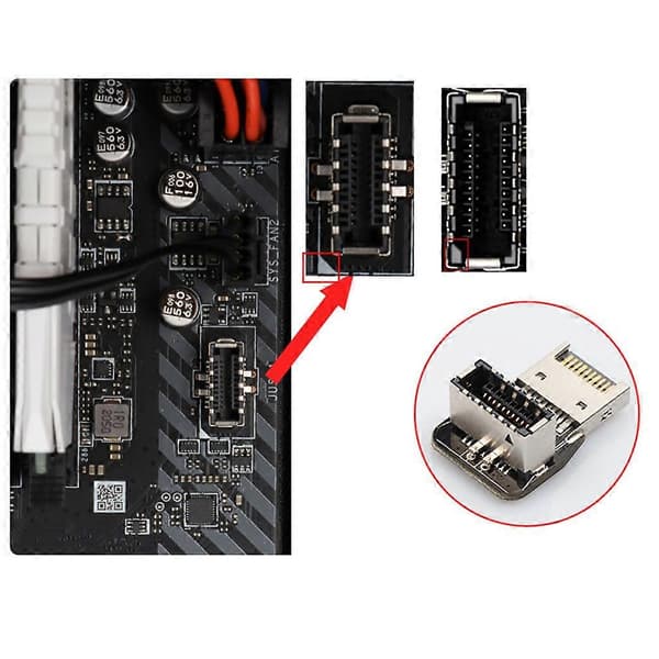 USB3.1 20-nastainen tyypin E liitännän jatko 90 asteen oikea vasen kääntöadapteri