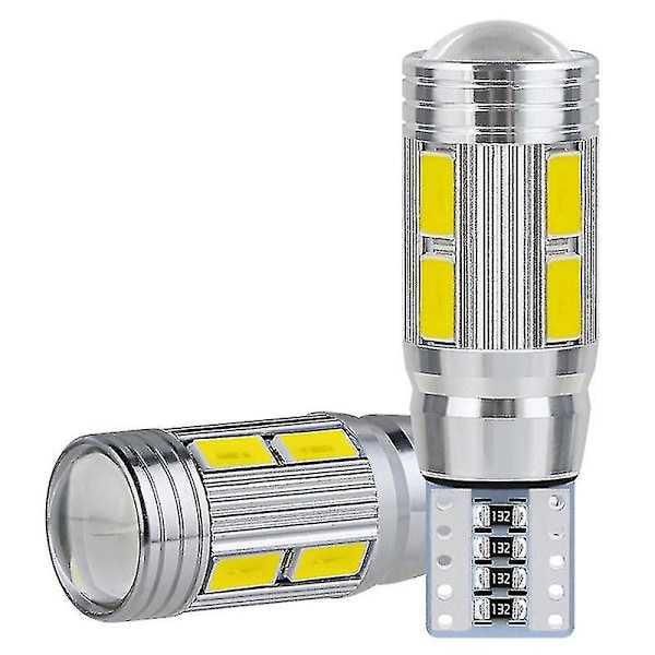 2 stk. W5W T10 12V 6000K 5630 10 SMD Bil LED Pære Canbus Nummerplade Kile Side Blinklys Super Lys Hvid