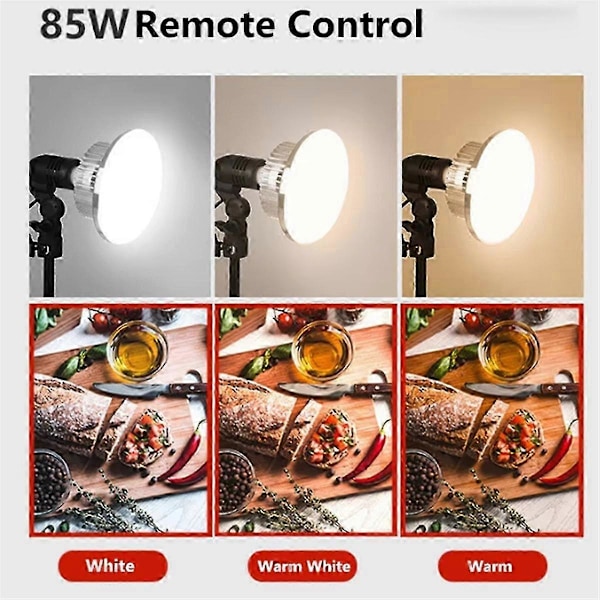 85W LED -valokuvausvalaisin E27-kannalla, himmennettävä päivänvalolamppu kaukosäätimellä, Pho Edition 2