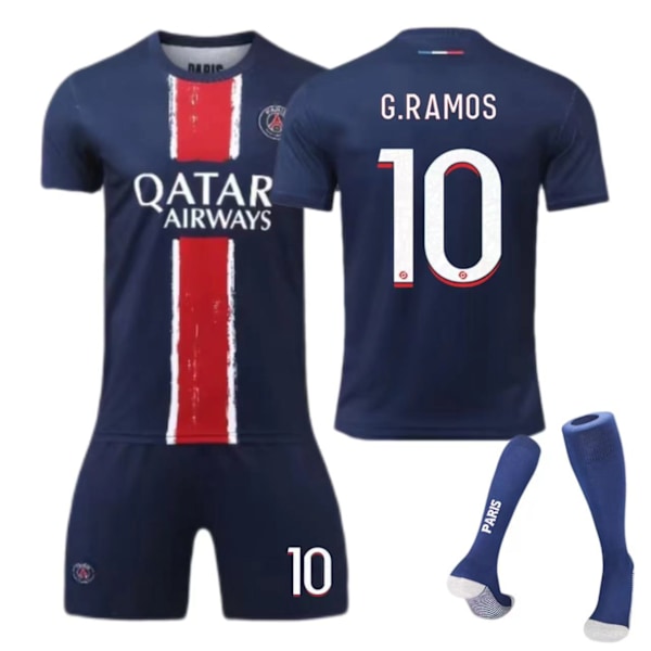 24-25 Paris Hemmatröja Nr 7 Mbappe 9 Ramos Barn Vuxen Kostym Fotboll Uniform NO.10 With Socks XL