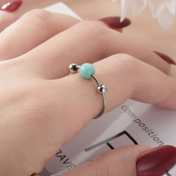 Unisex Angstring Titanium Stål Perlering Stressreduserende Ring for Angst